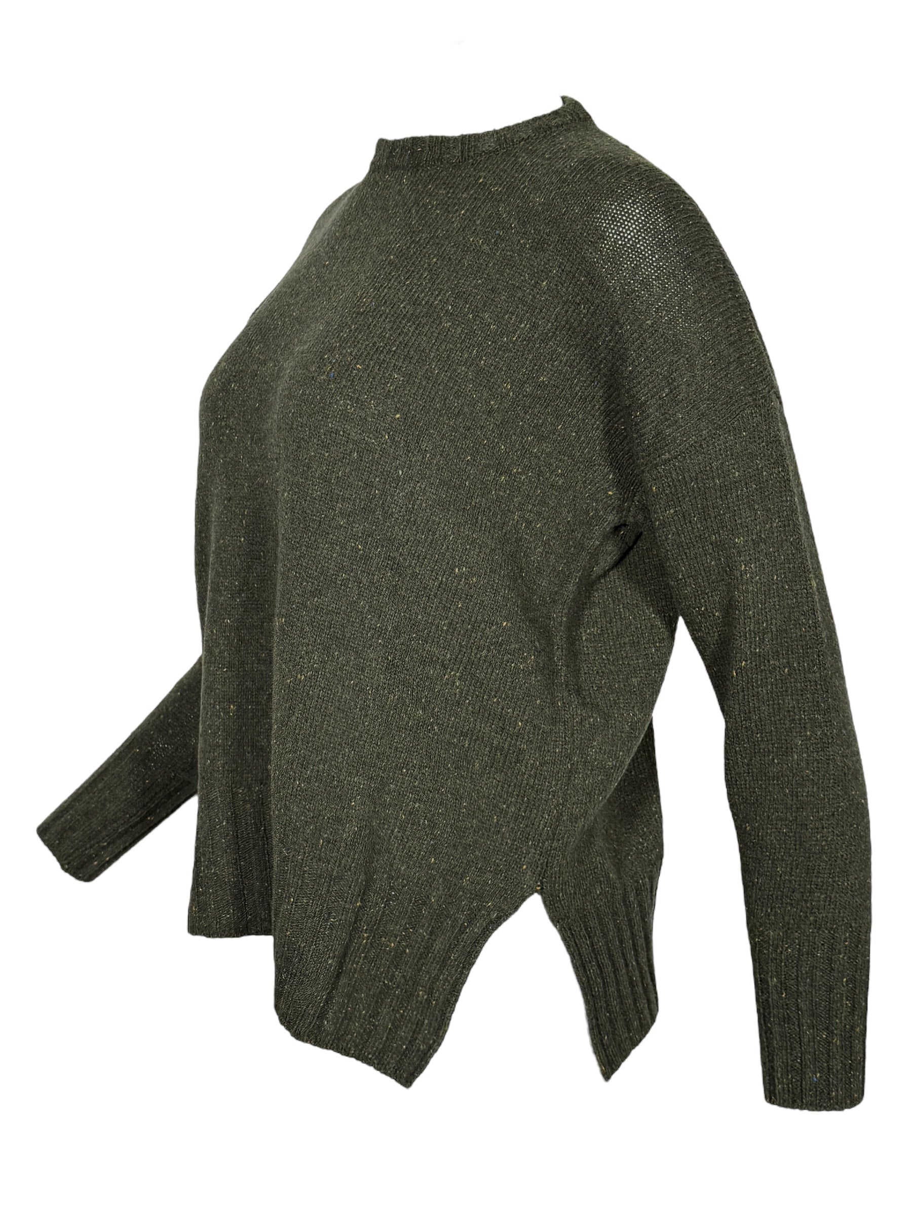 BASE MILANO TWEED ROUNDNECK SWEATER - DARK GREEN