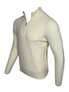 BUTTON DOWN RAINWOOL 1/4 ZIP SWEATER - IVORY