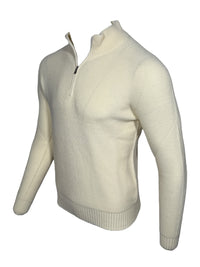 BUTTON DOWN RAINWOOL 1/4 ZIP SWEATER - IVORY