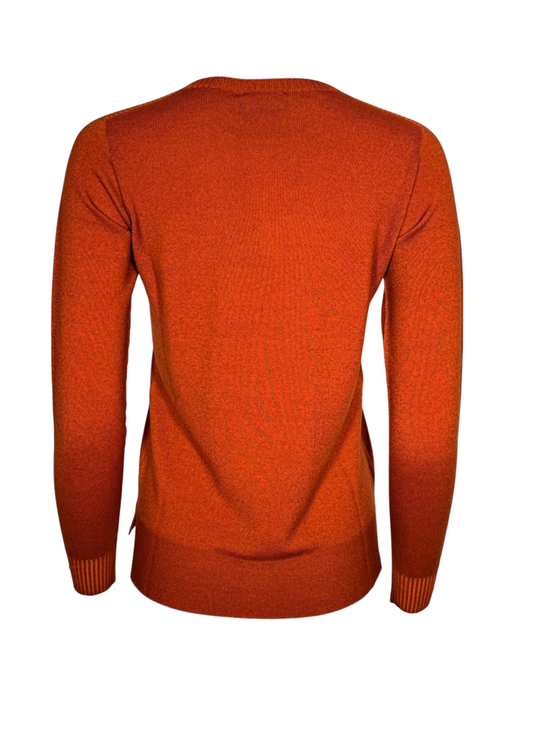 AROVESCIO ROUND NECK RIB SWEATER - PAPRIKA