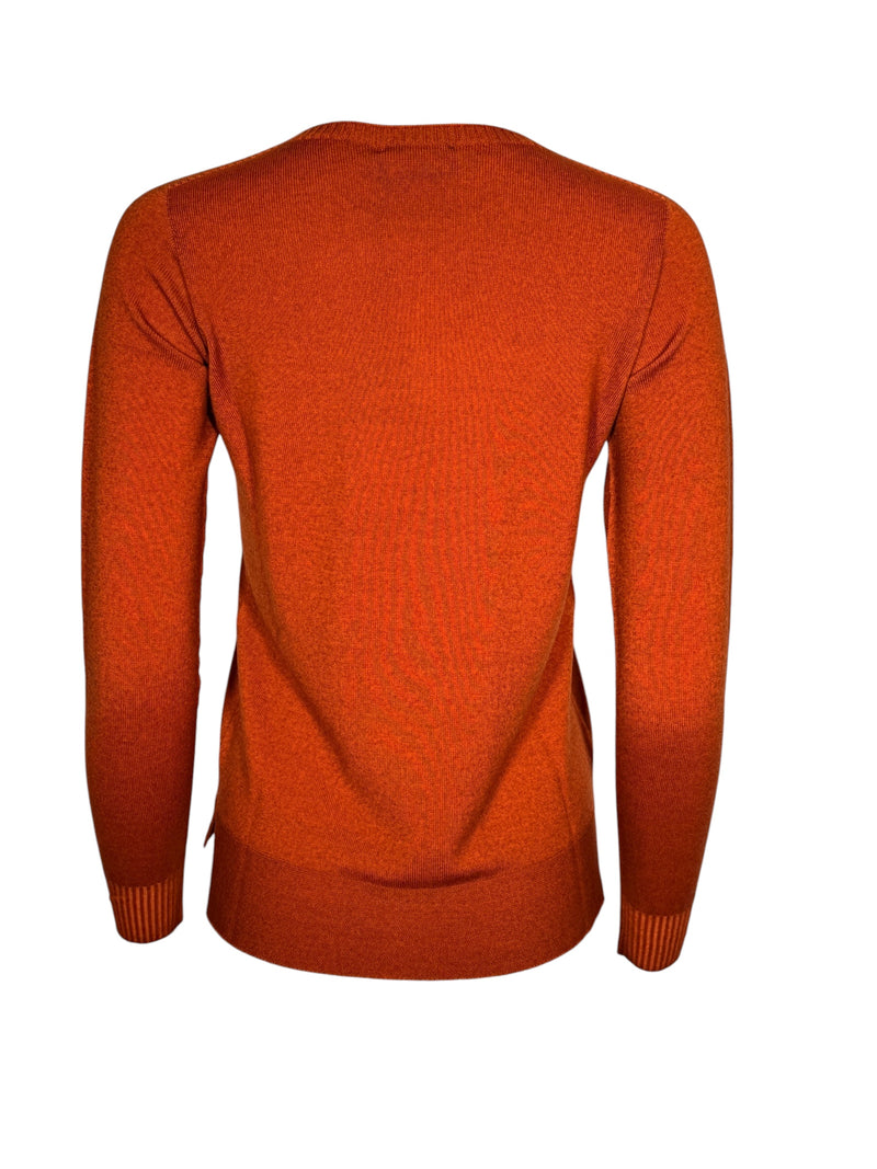 AROVESCIO ROUND NECK RIB SWEATER - PAPRIKA