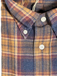HARTFORD MEN'S CASUAL BRUSHED TARTAN SHIRT - BLUE & GOLD