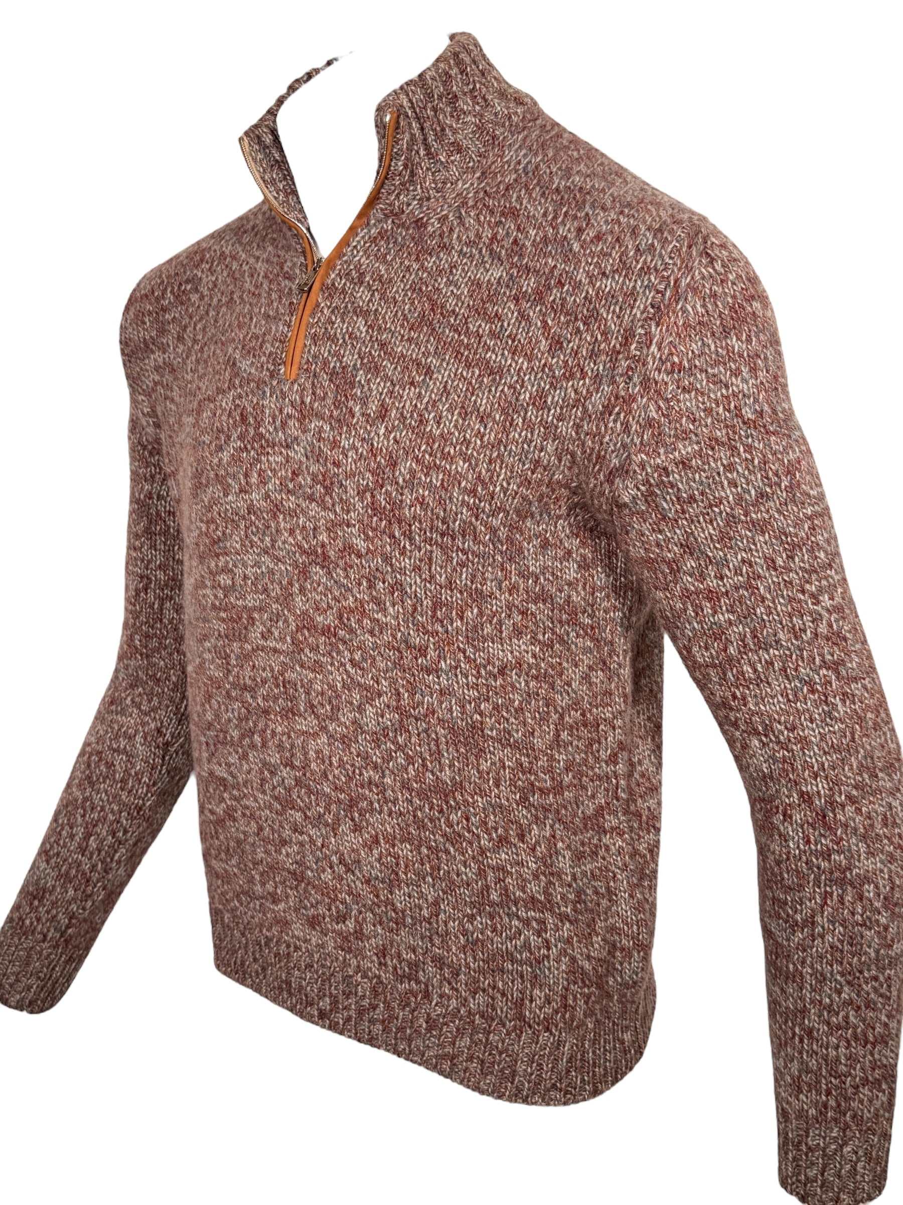 FEDELI CASHMERE 1/4 ZIP SWEATER - RED MIX
