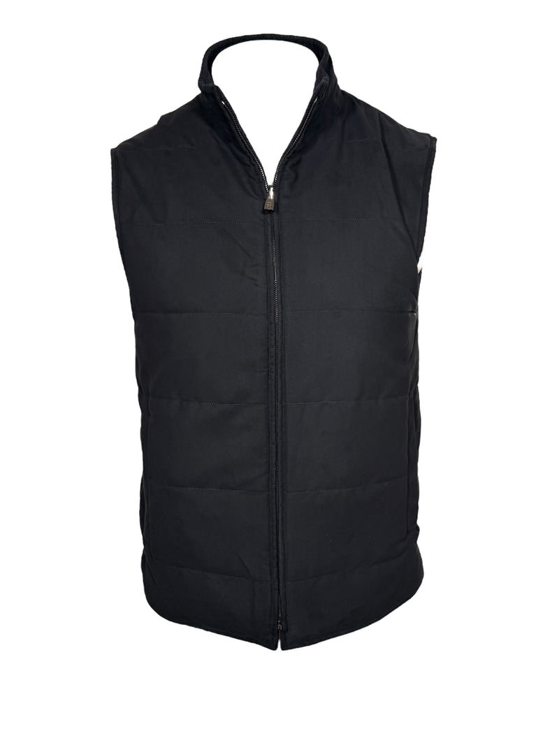 CORNELIANI MICRO-WOOL AND CASHMERE REVERSIBLE VEST - NAVY