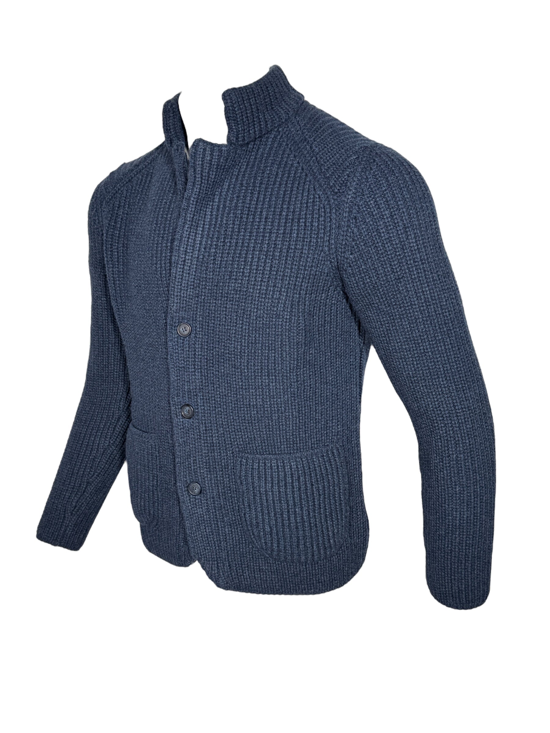 ADESI CASHMERE MEN'S KNIT SWEATER JACKET - BLUSTER