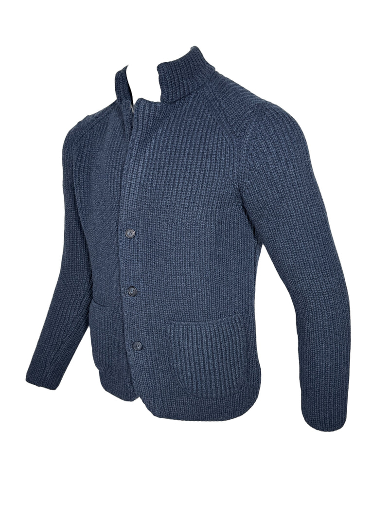 ADESI CASHMERE MEN'S KNIT SWEATER JACKET - BLUSTER