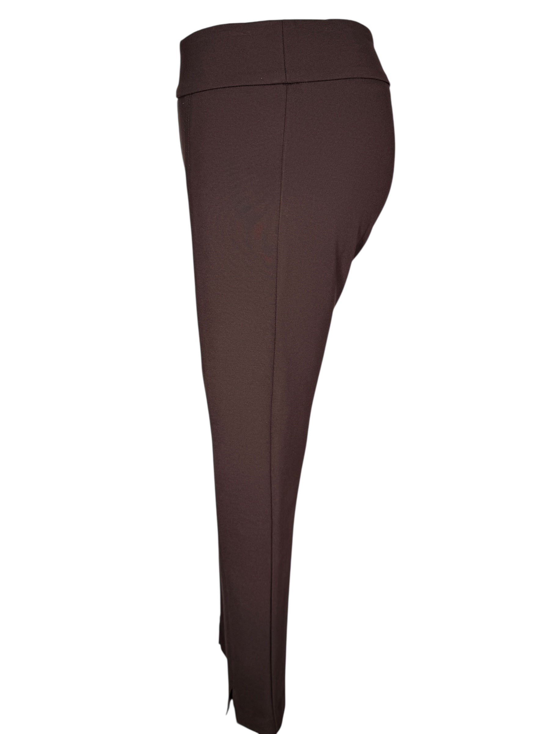 ESTELLE AND FINN DOUBLE STITCHED FRONT SLIT ANKLE PANT - DARK BROWN
