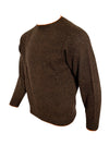 HARLEY OF SCOTLAND TIPPED SHETLAND WOOL SWEATER - WHISKY/MARRON
