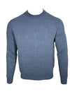 FIORONI CASHMERE/LINEN CREW NECK SWEATER - BLUE MARL