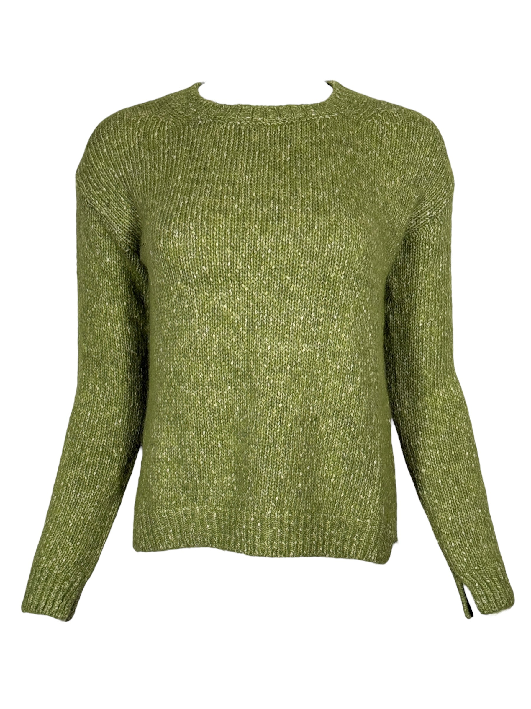 ANNECLAIRE MELANGE CREW SWEATER - GREEN APPLE