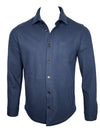 MAURIZIO BALDASSARI RAW EDGE WOOL OVERSHIRT JACKET - NAVY