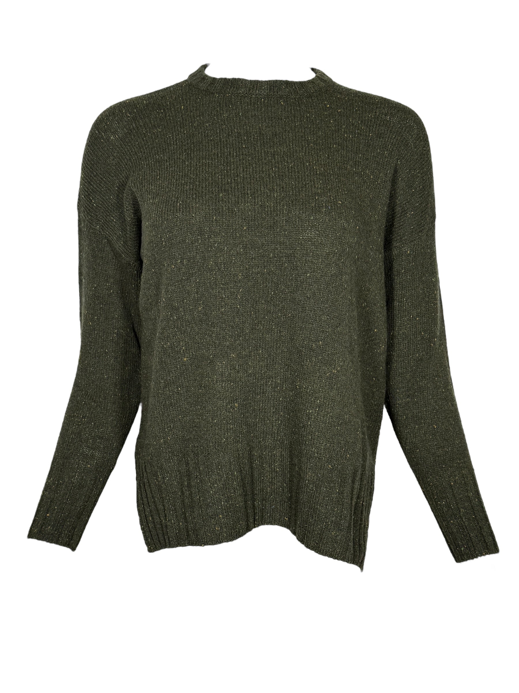 BASE MILANO TWEED ROUNDNECK SWEATER - DARK GREEN