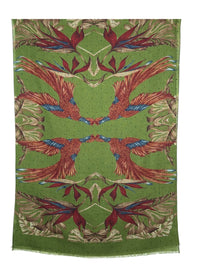 CALABRESE 1924 DOUBLE FACE WOOL SCARF - GREEN PHOENIX