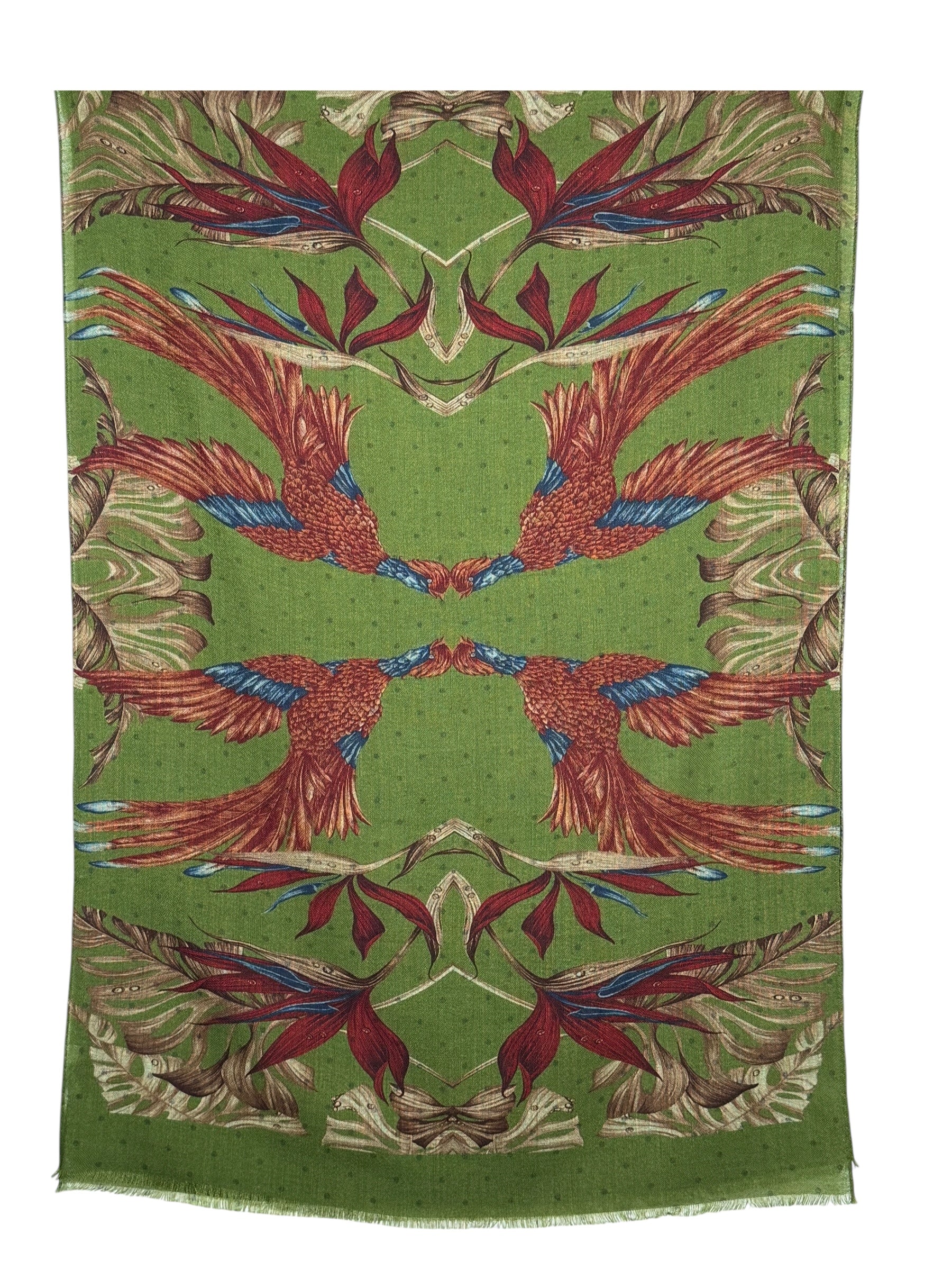 CALABRESE 1924 DOUBLE FACE WOOL SCARF - GREEN PHOENIX