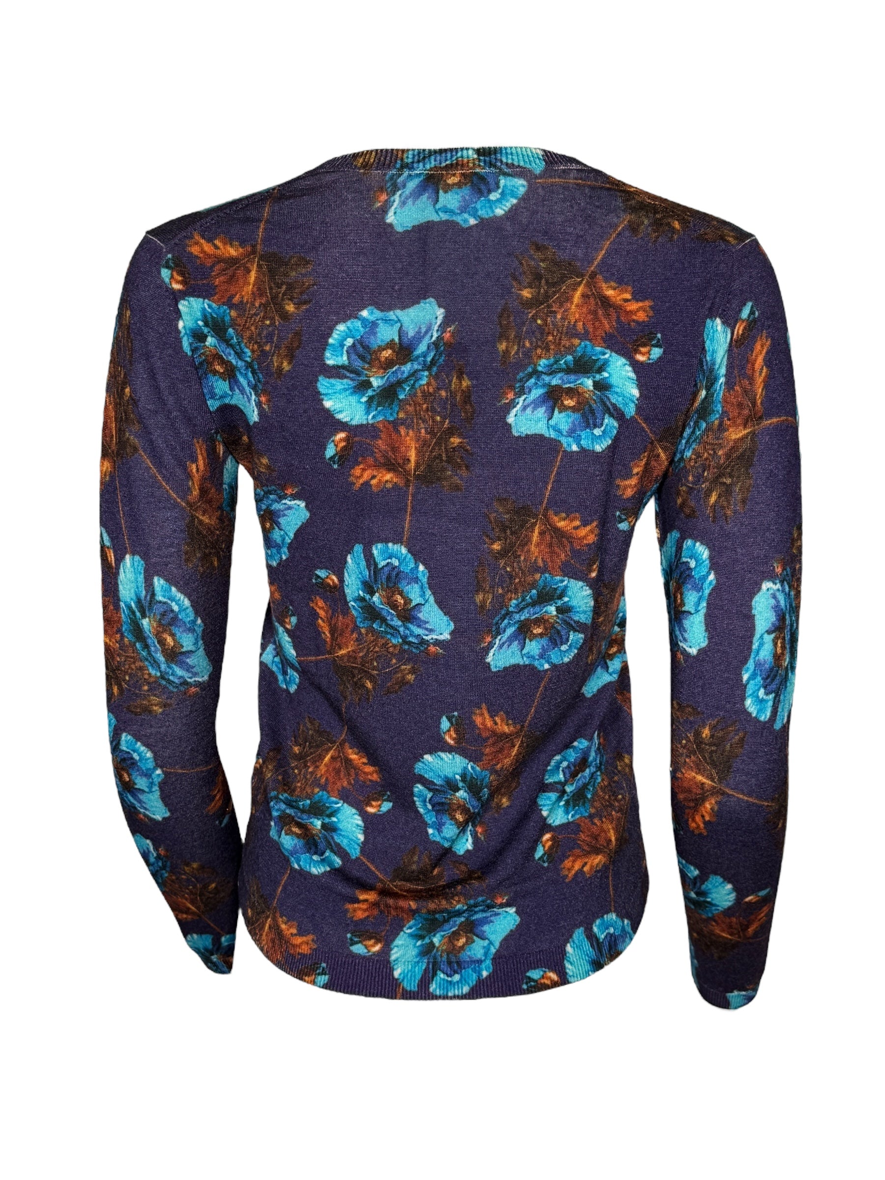 IN BED WITH YOU WOOL V-NECK SWEATER - BLUE POPPIES