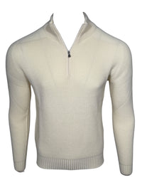 BUTTON DOWN RAINWOOL 1/4 ZIP SWEATER - IVORY