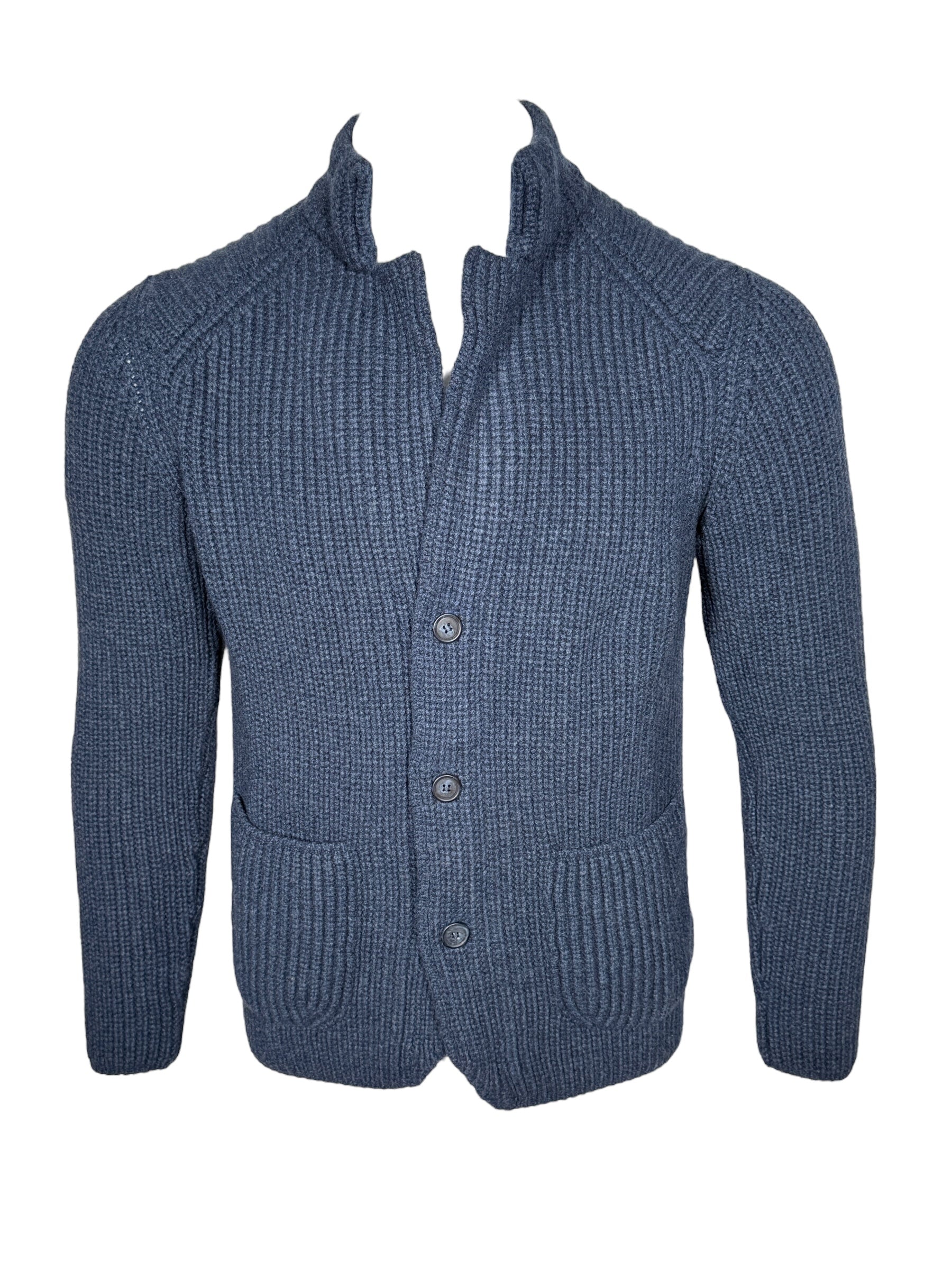 ADESI CASHMERE MEN'S KNIT SWEATER JACKET - BLUSTER