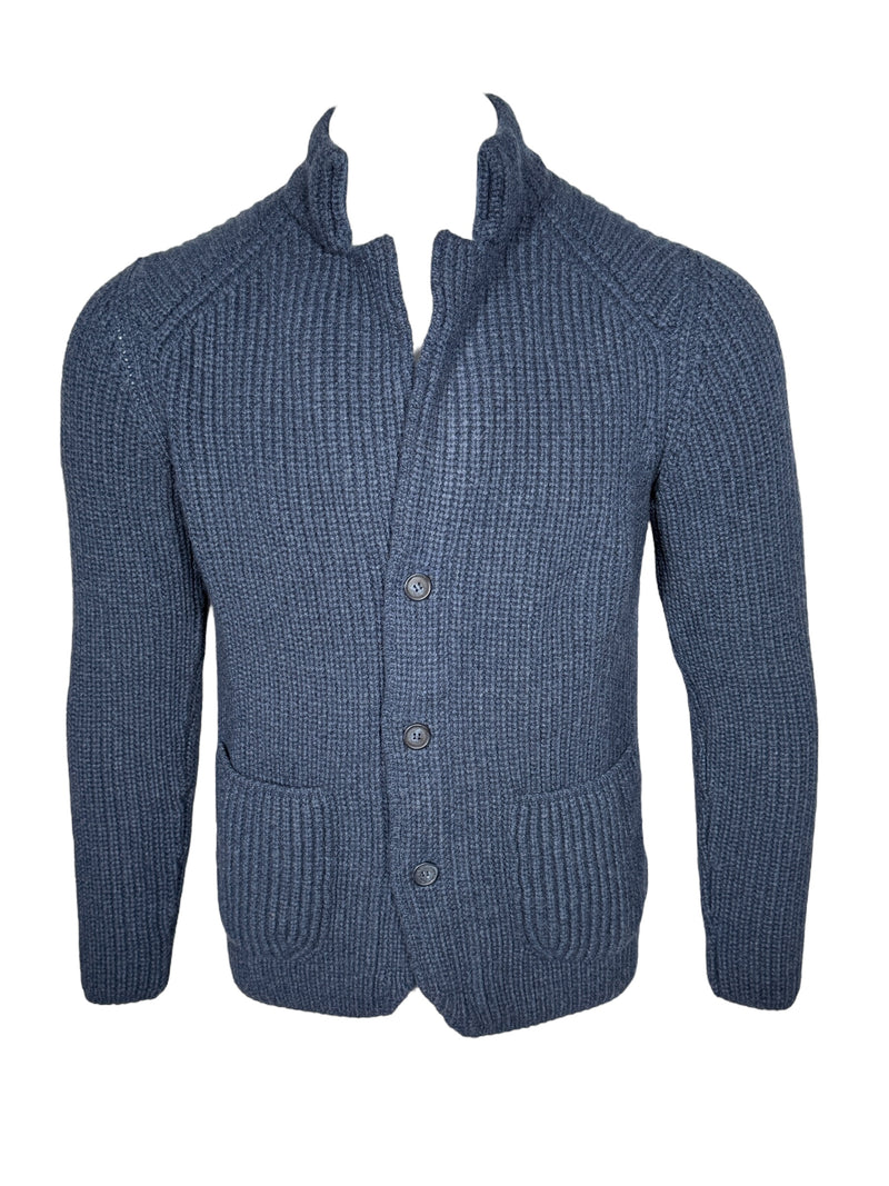 ADESI CASHMERE MEN'S KNIT SWEATER JACKET - BLUSTER