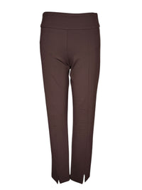 ESTELLE AND FINN DOUBLE STITCHED FRONT SLIT ANKLE PANT - DARK BROWN