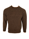 HARLEY OF SCOTLAND TIPPED SHETLAND WOOL SWEATER - WHISKY/MARRON