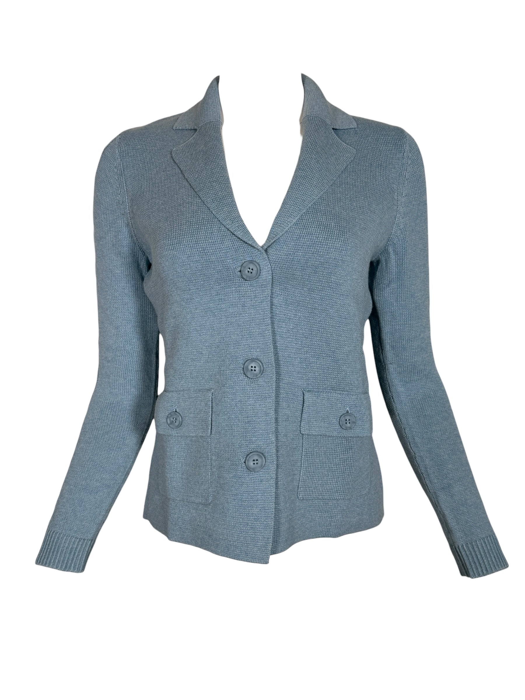 KINROSS CABLE SLEEVE NOTCH COLLAR CARDIGAN - COVE