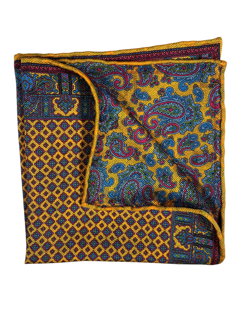 CALABRESE 1924 SILK POCKET SQUARE - YELLOW NEAT