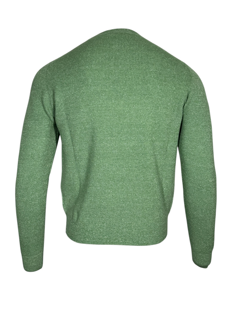 FIORONI CASHMERE/LINEN CREW NECK SWEATER - GREEN MARL