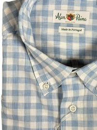ALAN PAINE COTTON/LINEN SPORT SHIRT - CHAMBRAY BLUE COUNTRY CHECK