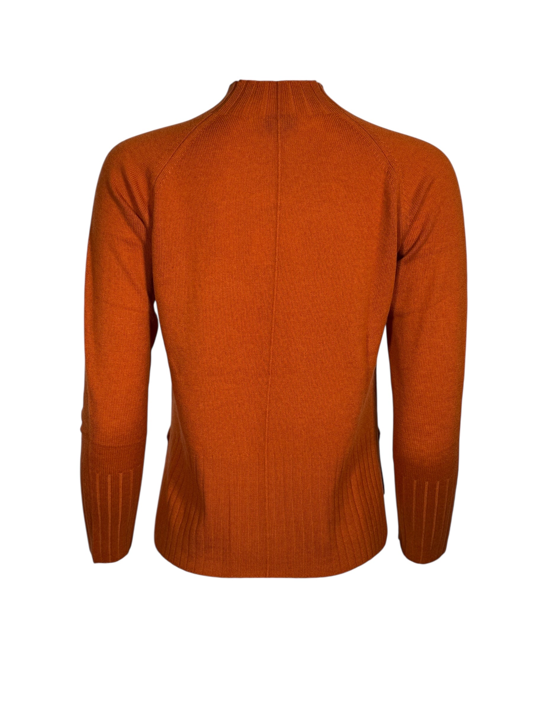 KINROSS HI LOW RIB TRIM FUNNEL SWEATER - BRANDY
