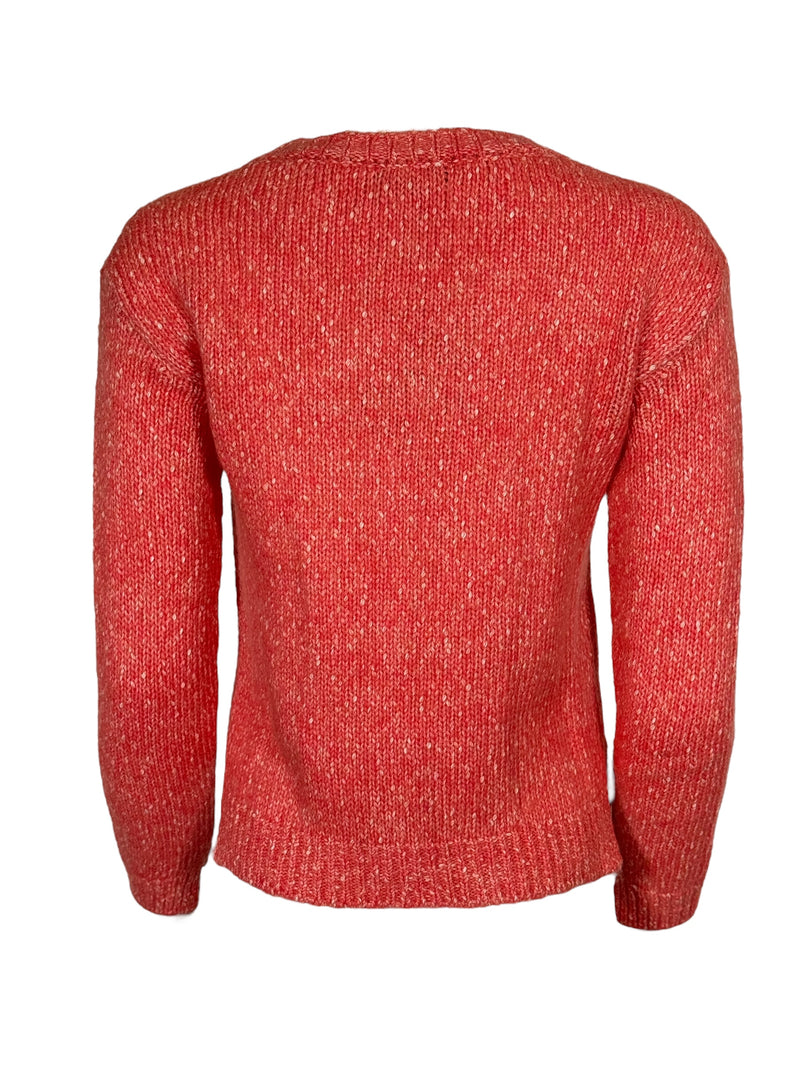 ANNECLAIRE MELANGE CREW SWEATER - CORAL