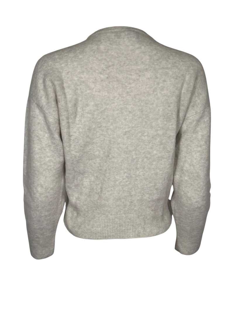 ANNECLAIRE DIAMOND INTARSIA CREW SWEATER - TAN & GREY