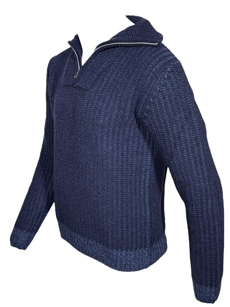 L.B.M. 1911 WOOL 1/4 ZIP SWEATER - NAVY