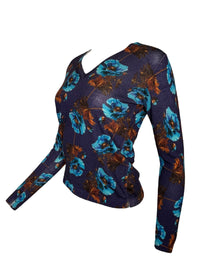 IN BED WITH YOU WOOL V-NECK SWEATER - BLUE POPPIES
