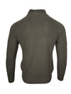 BUTTON DOWN RAINWOOL 1/4 ZIP SWEATER - LODEN