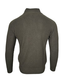 BUTTON DOWN RAINWOOL 1/4 ZIP SWEATER - LODEN