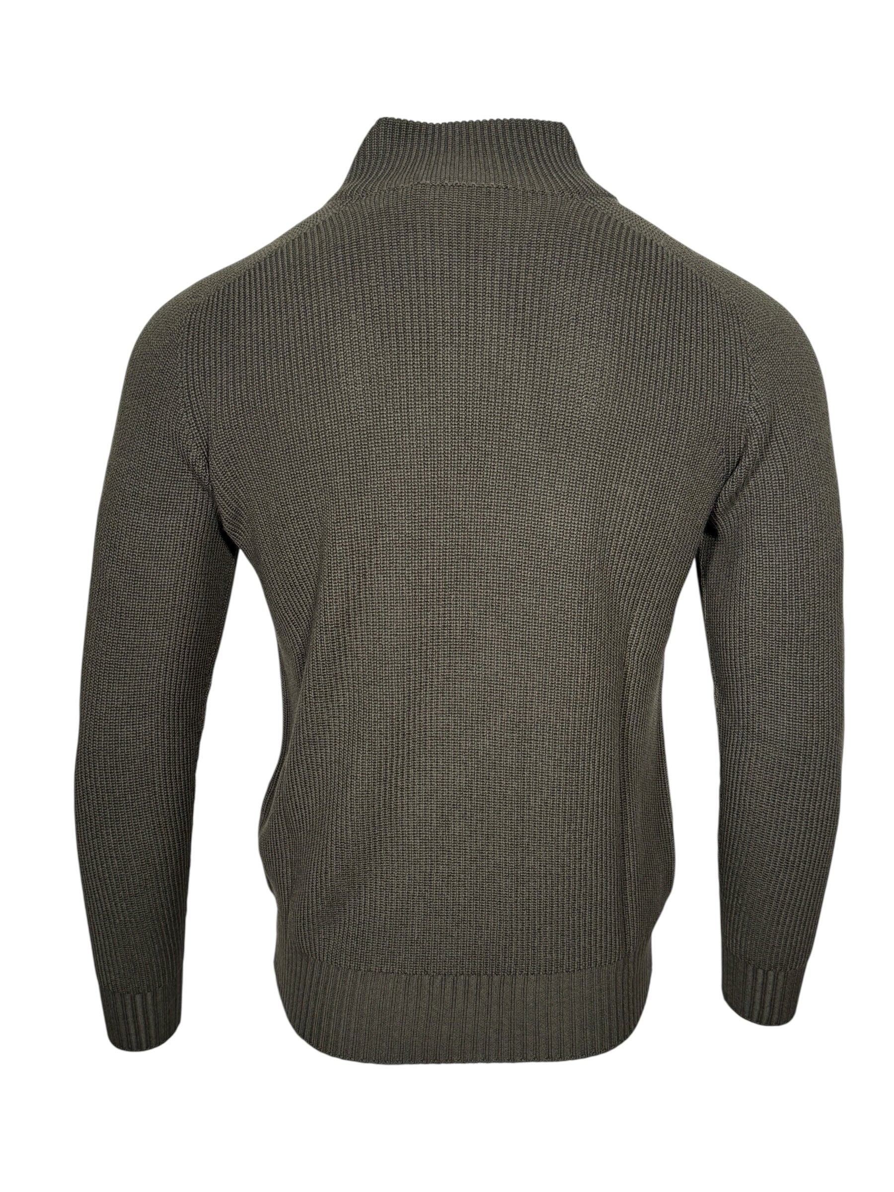 BUTTON DOWN RAINWOOL 1/4 ZIP SWEATER - LODEN