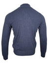 BUTTON DOWN WOOL/CASHMERE 1/4 ZIP SWEATER - NAVY