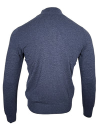 BUTTON DOWN WOOL/CASHMERE 1/4 ZIP SWEATER - NAVY