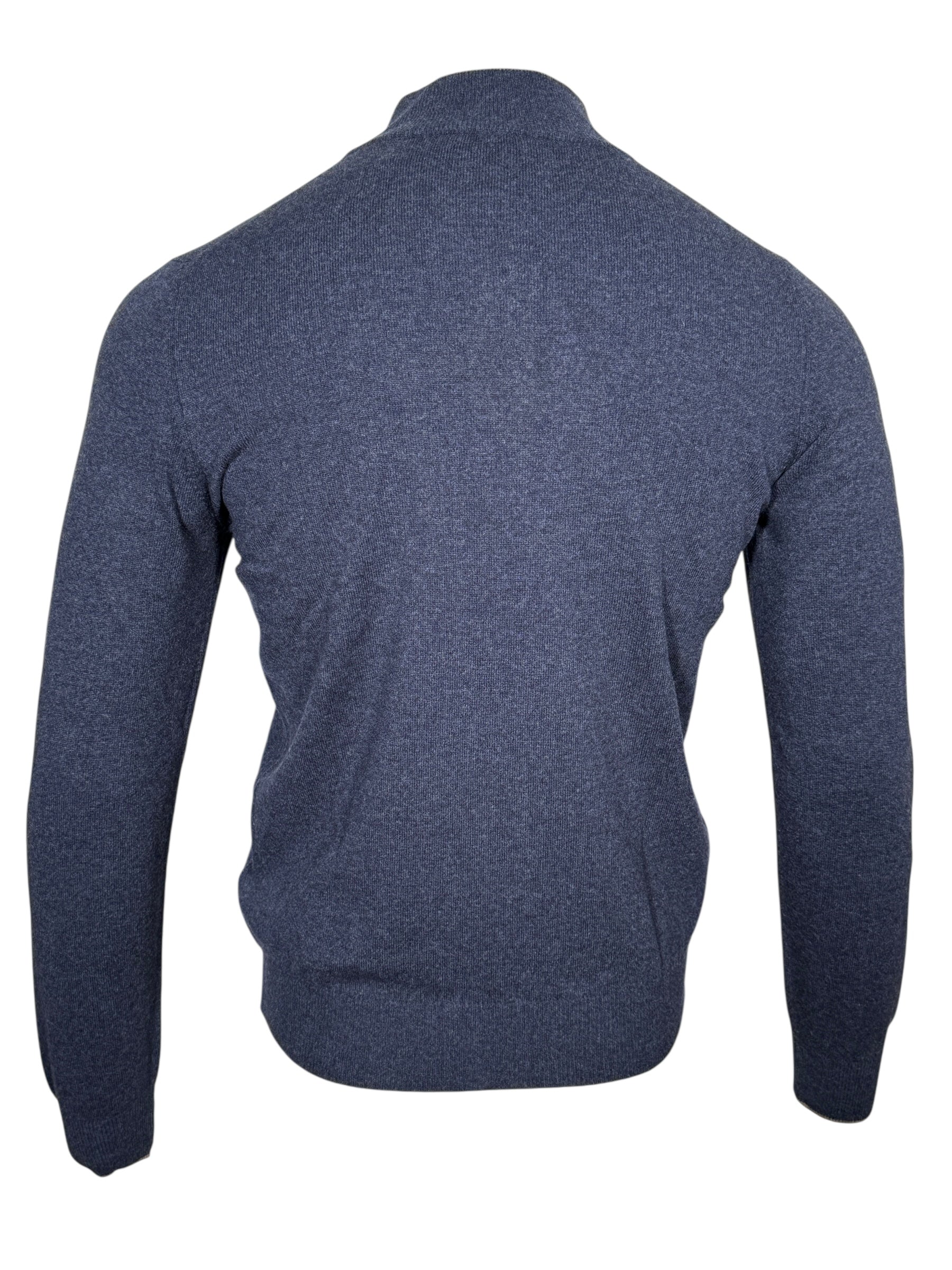 BUTTON DOWN WOOL/CASHMERE 1/4 ZIP SWEATER - NAVY