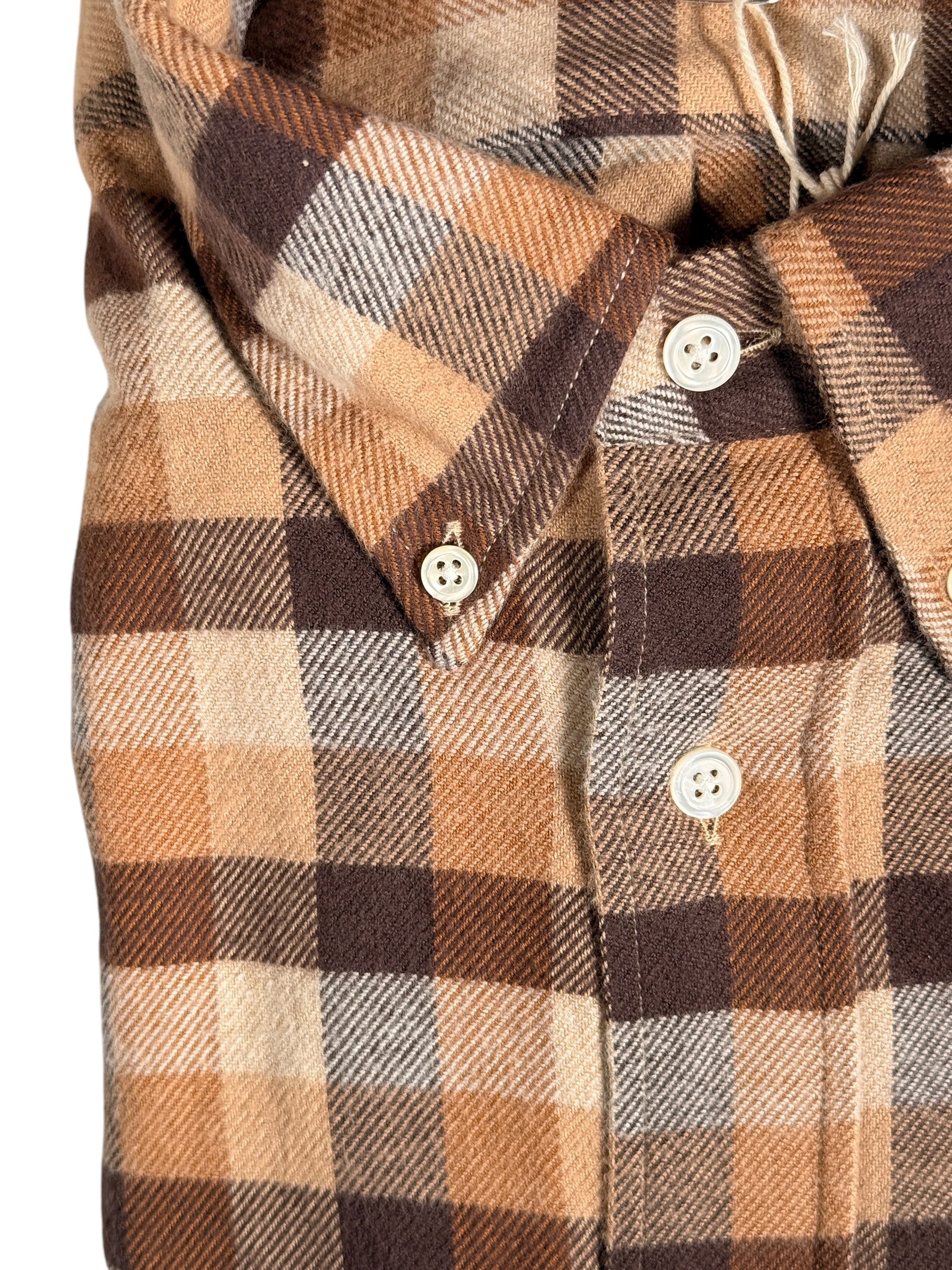 HARTFORD MEN'S CASUAL MINI BUFFALO CHECK SHIRT - BROWN