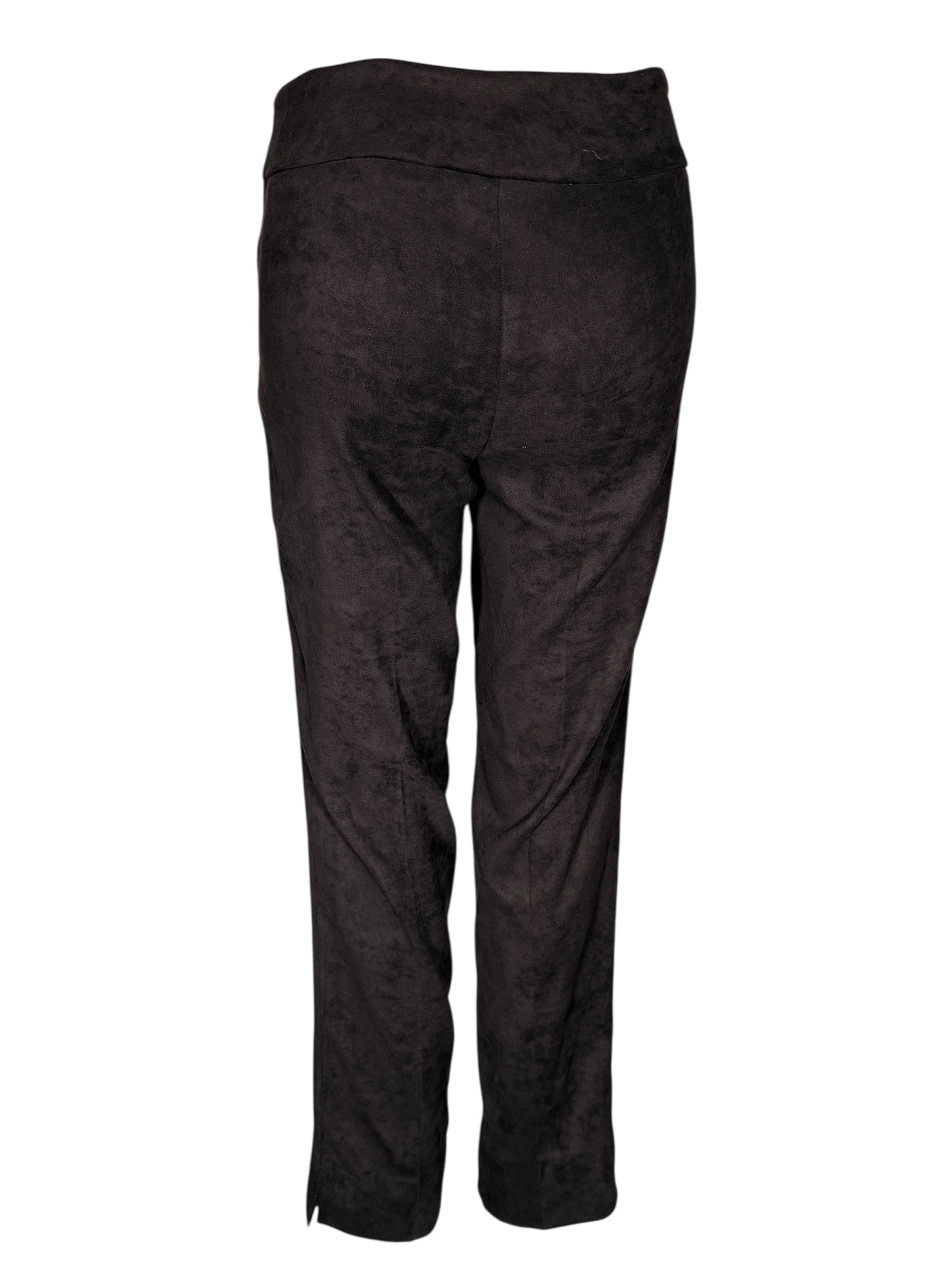 ESTELLE AND FINN DOUBLE SLIT ANKLE PANT - BLACK FAUX SUEDE
