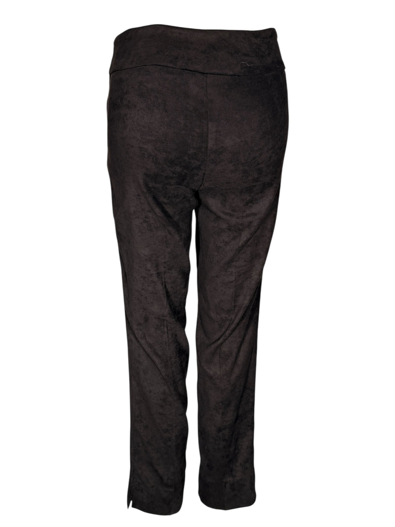 ESTELLE AND FINN DOUBLE SLIT ANKLE PANT - BLACK FAUX SUEDE