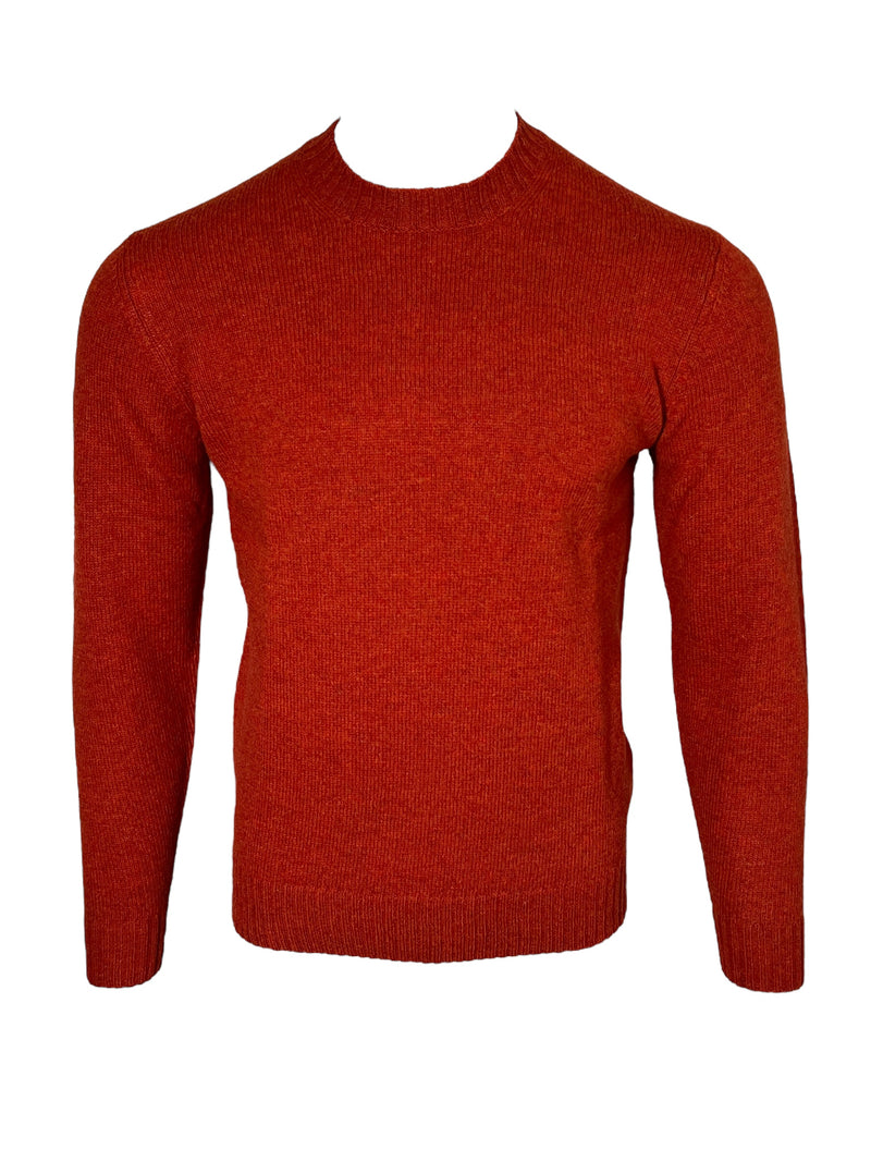 ALAN PAINE KINNADIE SHETLAND CREW SWEATER - SAFFRON