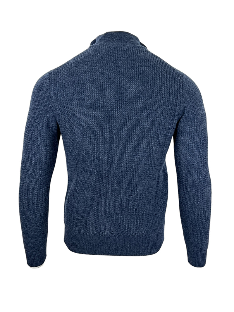 FIORONI CASHMERE MEN'S VANISSE 1/4 ZIP SWEATER - JEANS