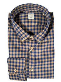 GMF 965 MEN'S SPORT SHIRT - NAVY/TAN CHECK