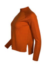KINROSS HI LOW RIB TRIM FUNNEL SWEATER - BRANDY