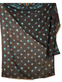CALABRESE 1924 DOUBLE FACE WOOL SCARF - NAVY POMEGRANATE