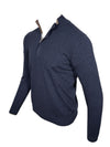 BUTTON DOWN WOOL/CASHMERE 1/4 ZIP SWEATER - NAVY