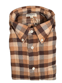 HARTFORD MEN'S CASUAL MINI BUFFALO CHECK SHIRT - BROWN