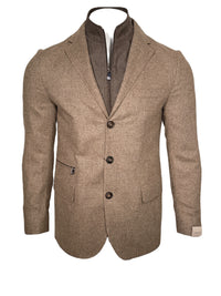 CORNELIANI MICRO-WOOL AND CASHMERE ID SPORT JACKET - WHEAT